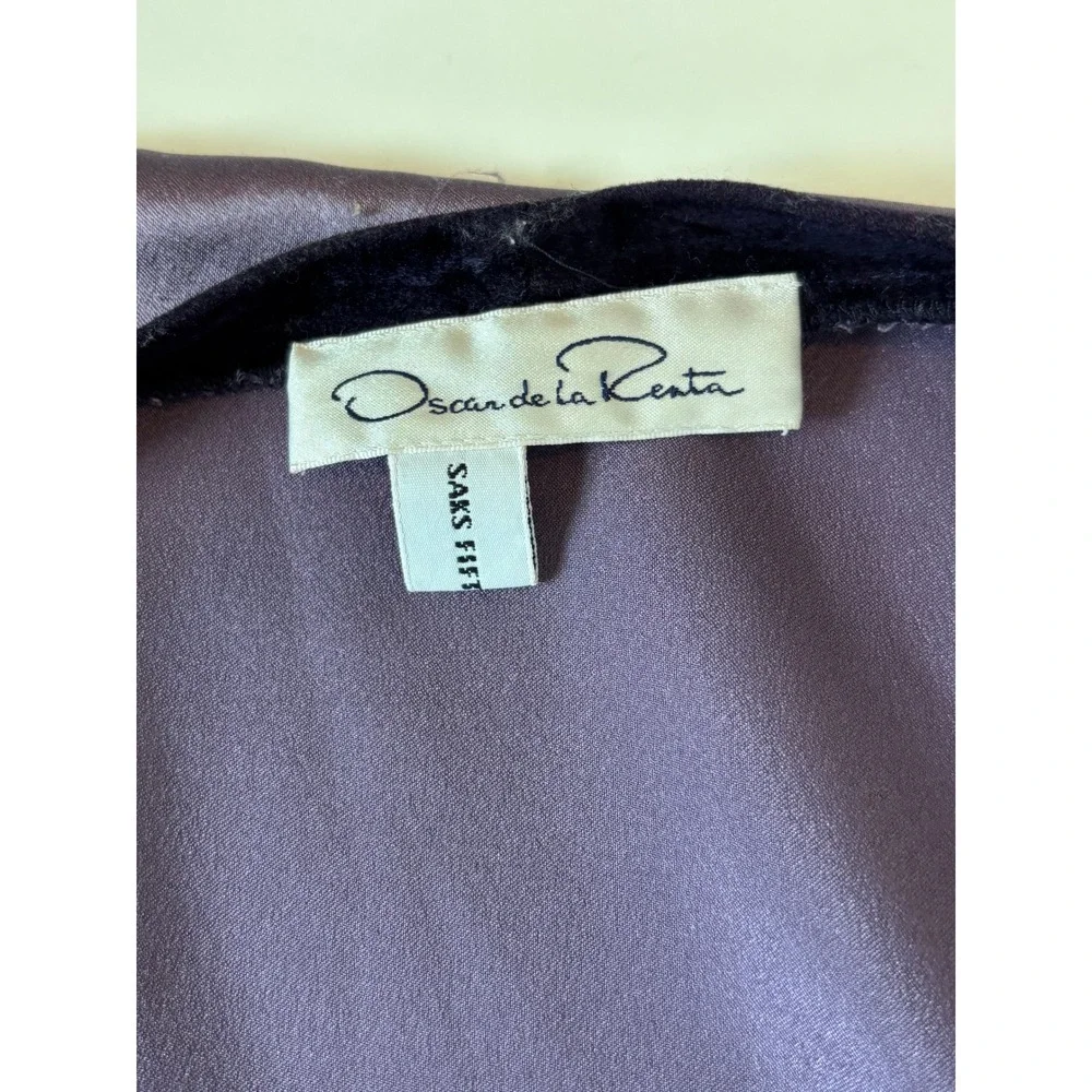 Vintage Oscar de la Renta Saks Fifth Avenue Satin Robe Slip Set M Embroidered